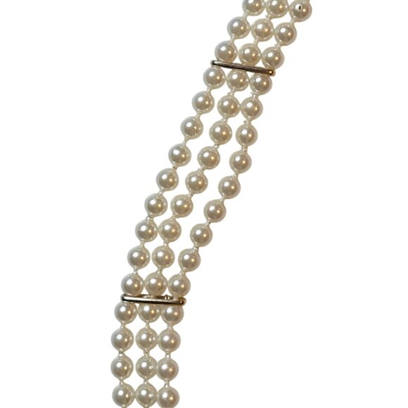 Vintage Faux Pearl Costume Jewelry Layer Necklace 30" - Picture 5 of 6